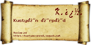 Kustyán Árpád névjegykártya